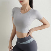 Athletisches kurzärmliges Damen-Sport- und Yoga-Crop-Top