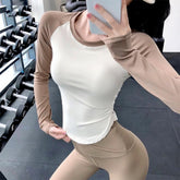 Nahtlose Langarm-Fitness-T-Shirts für Damen