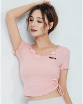 Damen Bandage Falbala Yoga & Fitness T-Shirt