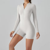 Langarm-Jumpsuit mit Reißverschluss für Yoga und Fitness für Damen