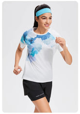 Bedrucktes Fitness-Yoga-Top für Damen