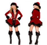 Lencería Avidlove para disfraces de Papá Noel, body con entrepierna a presión, escote en V profundo, trajes de boudior con aros y cinturón