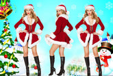 Avidlove Dessous für Bodysuit mit Druckknopfverschluss im Schritt, Weihnachtsmannkostüme, tiefer V-Ausschnitt, Boudior-Outfits mit Bügel und Gürtel