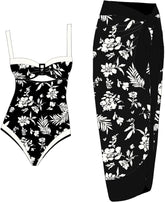 Sexy High Waist Split Swimsuit Skirt Cover - Black