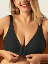 Front Closure Plus Size Seamless Bra .Back To Gather And Prevent Drooping Black