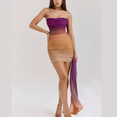 Calandra - Multicolor Strapless Ruched Bodycon Dress