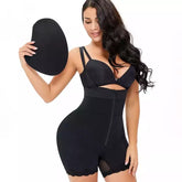 Zip Front Butt Lift Bodysuit With Hip Pads
