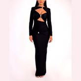 Fiorenza - Long Sleeve Cut Out Maxi Dress