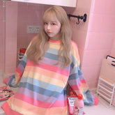 Korean Rainbow Striped Longsleeve