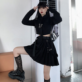 Korean Gothic Outfit Set - Shirt & Skirt