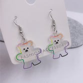 Pendientes transparentes de oso kawaii
