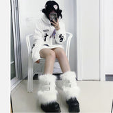 Harajuku Y2K Pelzige Beinwärmer