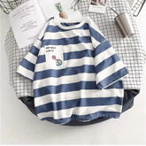 Camiseta de rayas de moda de Harajuku