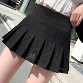 Lace Pleated Mini Skirt