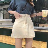Solid Denim Mini Skirt