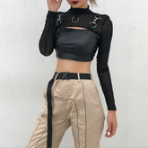 Gothic-Crop-Top aus Spitzennetz