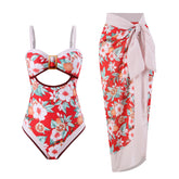 Sexy High Waist Split Swimsuit Skirt Cover - Red