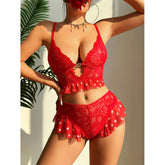 Heart Lace Push Up Bra And Panties Two Piece Set
