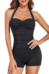 Damen Neckholder 1-teiliger Bikini Bodysuit Bademode