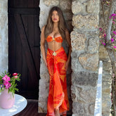 Three-Piece Bikini Print Swimsuit