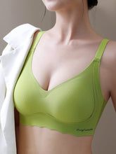 Sujetador ajustable sin costuras, sin aros, realza el busto, se frunce, es transpirable y cómodo, color verde