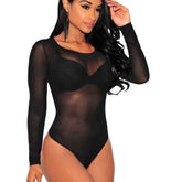 Body de manga larga Avidlove para body de malla con abertura en la cintura y parte superior transparente, tallas S a XXL