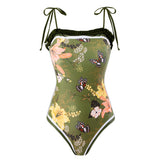 Sexy Bikini Swimsuit Underwire Split Wrap Push up High Waist Bikinis Set - Green