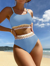 Conjunto de bikini de copa alta y talle alto - Azul cielo