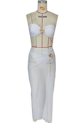 LANGER ROCK MIT HOHER SCHLITZ UND METALLMUSCHEL-DEKOR