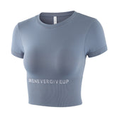 Atmungsaktives, kurzärmliges Yoga-Fitness-Crop-Top für Damen