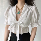 Ruffle Shirt Crop Top