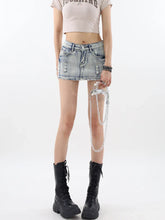 Y2K Ripped Denim Mini Skirt