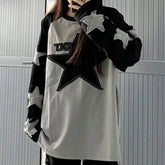 Sudadera con estampado grunge de estrellas de Harajuku