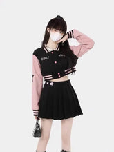 Conjunto de chaqueta y falda estilo bombardero de béisbol