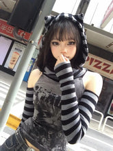 Gothic gestreifter Katzen-Hoodie