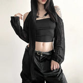 Gothic Crop Top mit Kapuze