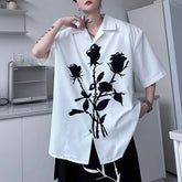 Korean Dark Floral Print Shirt