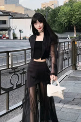 Conjunto de malla gótica: top y pantalón