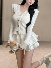 Koreanisches lässiges Slim-Outfit-Set – Strickjacke und Minirock