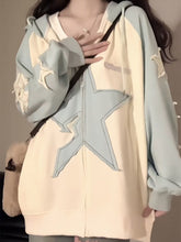 Sudadera con capucha y cremallera con estrellas de Harajuku
