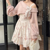 Lindo conjunto de atuendo de Lolita: jersey de punto y minivestido