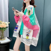 Chaqueta de encaje neón de Harajuku