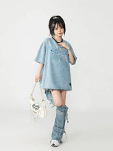 Acubi – Beinwärmer aus blauem Denim