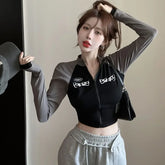 Sudadera con cremallera coreana Y2K