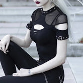 Gothic-Top mit Fischnetz-Patchwork