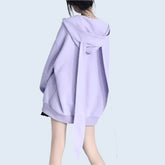 Bonita sudadera con capucha y cremallera con orejas de conejo de Harajuku