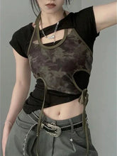 Camouflage-Outfit-Set – Camisole-Top und T-Shirt