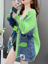 Cárdigan japonés de punto de gran tamaño