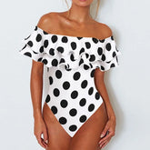 Edda - Black & White Polka Dot Ruffled Swimsuit