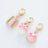 Lindo llavero de cerdo de dibujos animados